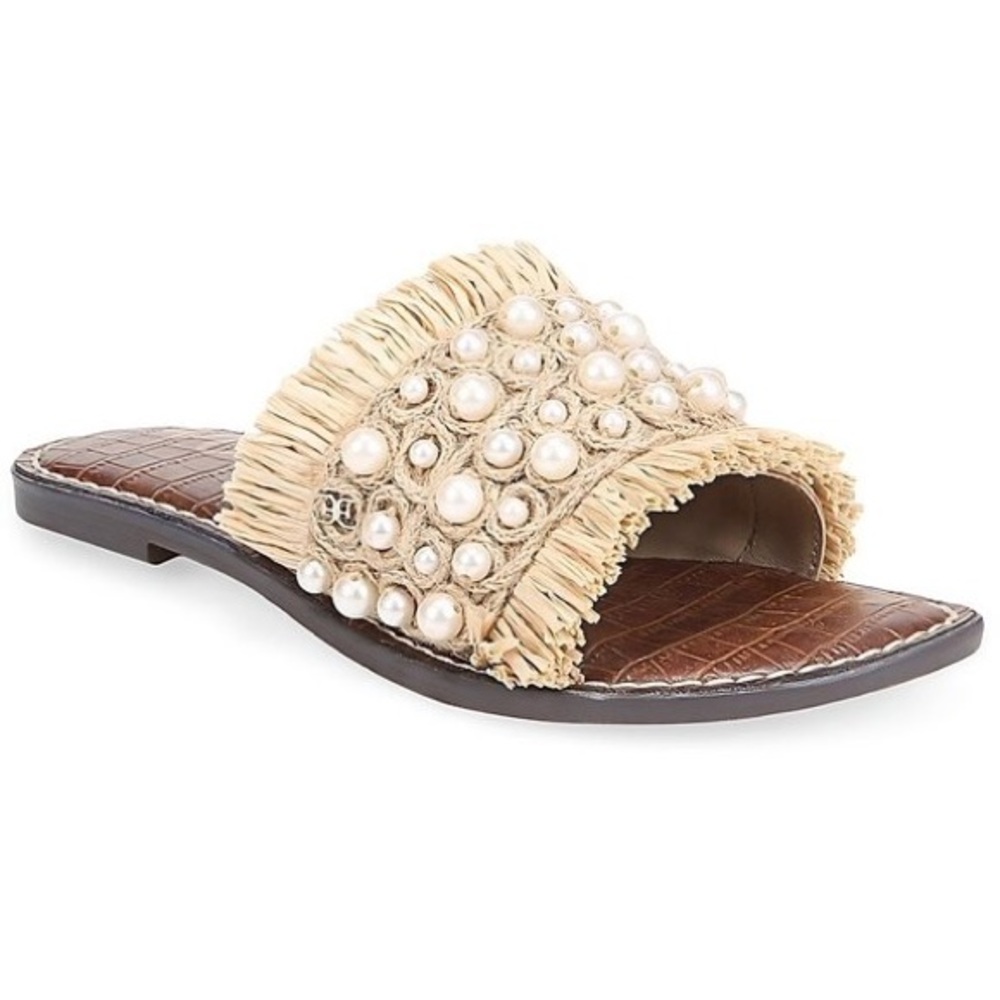 Sam Edelman Cream and Brown Slide Sandals